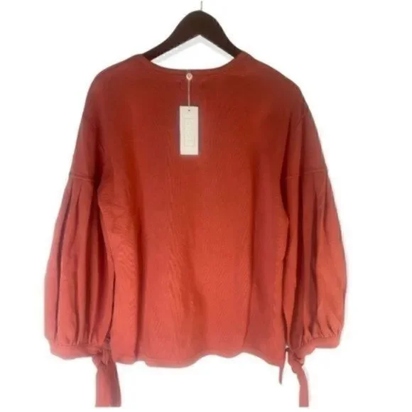 Sage The Label Wildflowers Luxury Sweatshirt Self Tie Sleeve Medium NWT - Picture 7 of 8